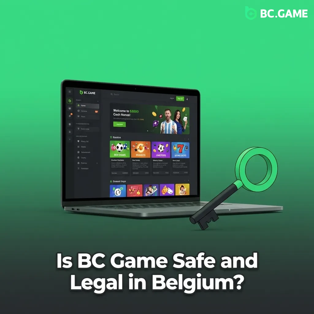 BC Game casino interface showing security features and Curaçao license for Belgian players